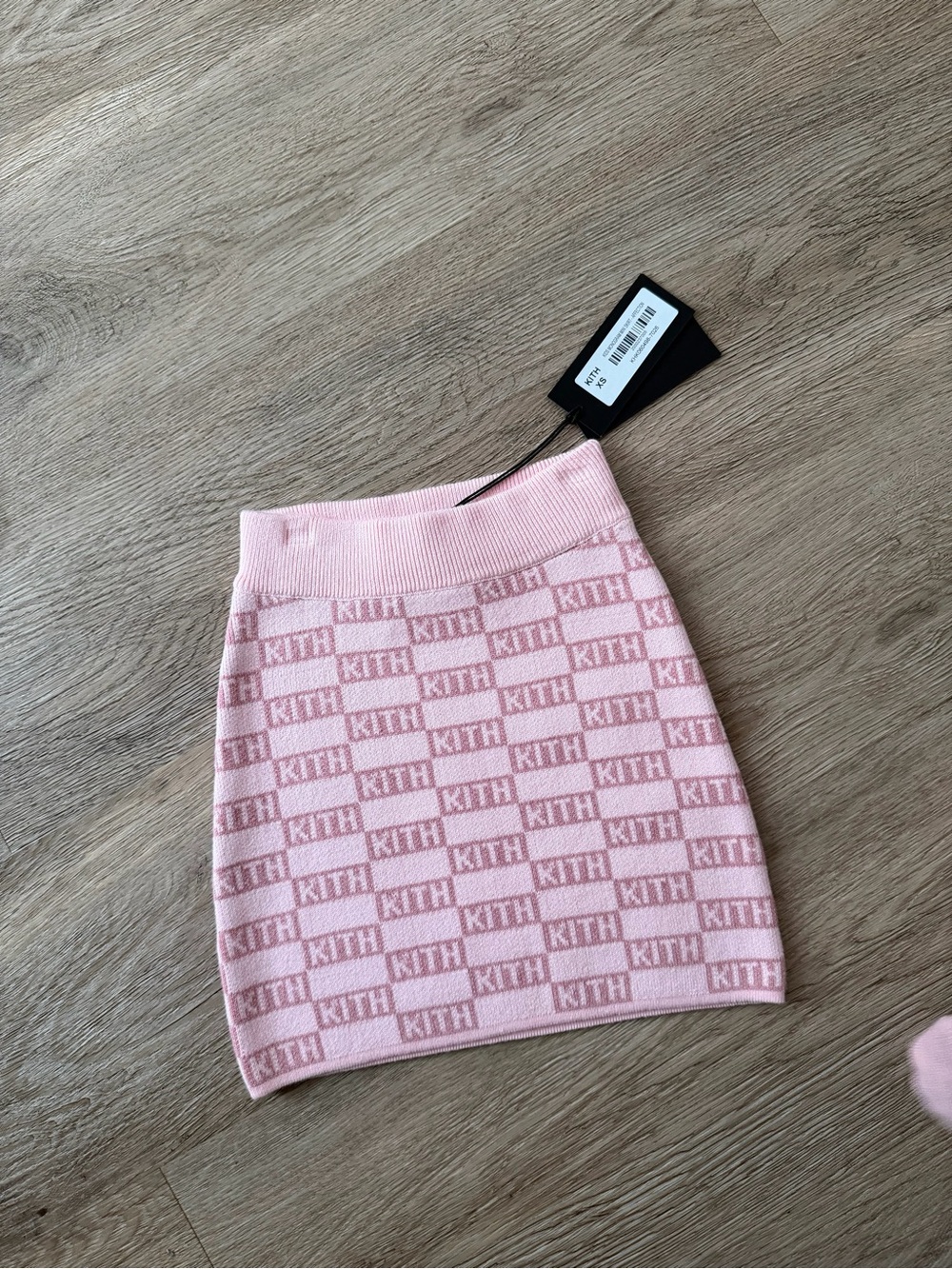 Kith Pink Checkerboard Logo Knit Mini Skirt